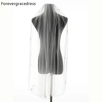 

Forevergracedress New Arrival Bead Edge One Layer Wedding Accessories Tulle Bridal Veil with Comb