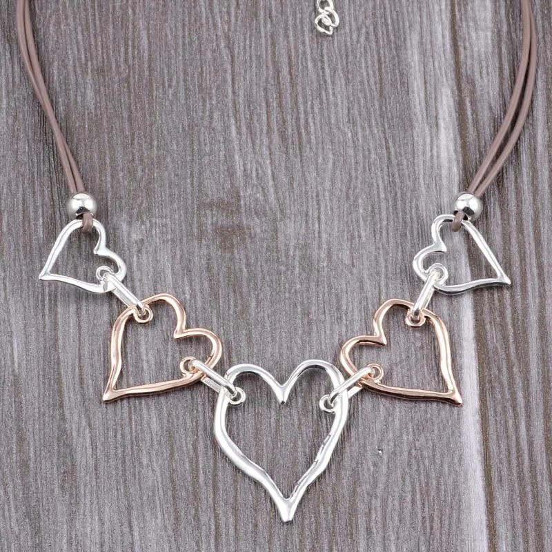 ELOYHI Boho Simple Heart Double Plating Color Matching Collar Top Quality Plated For Women Trendy Neckalce&Pendants Gift