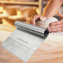 1 шт. Горячая Творческий Multifunctinal серебристый Нержавеющая сталь со шкалой торт тесто скребок вставить резак