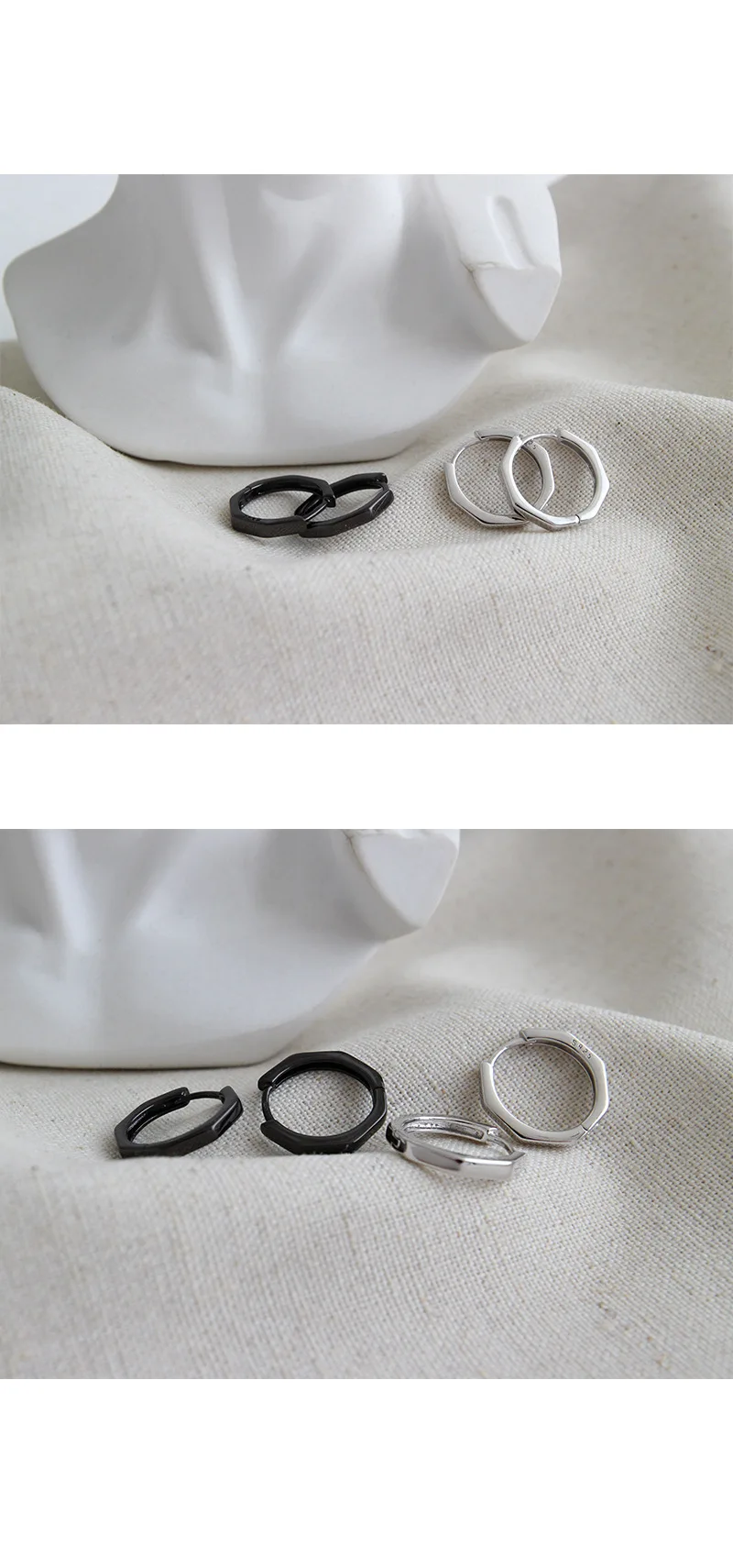 Ф. И. Н. С. Восьмиугольные 925 серебряные серьги маленькие серьги-кольца геометрические пистолеты черного цвета корейские серьги Модные Ювелирные изделия Подарки для девочек