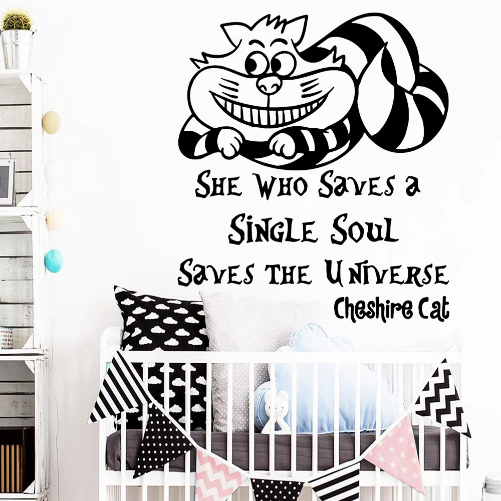 

Cheshire Cat Quotes Cartoon Wall Decals Home Decor Kids Room Decoration Accessories Murals Decor
