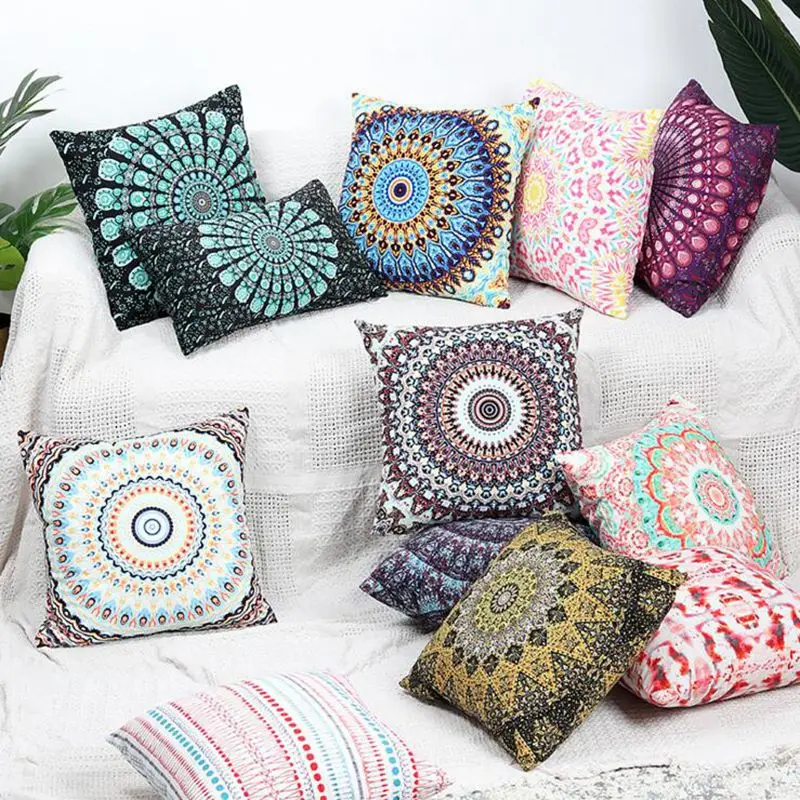 boho bohemian sofa chaise throw pillow case short plush cushion cover