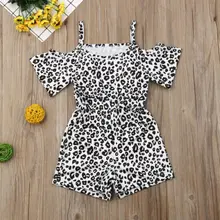 Летний детский комбинезон с принтом леопарда для маленьких девочек, комбинезон с оборками, комбинезон, детский комбинезон