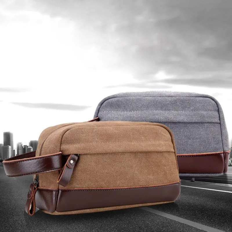 

Vintage canvas clutch bag men's casual coin purse storage bag, trend casual men go out portable hand canvas splicing bag