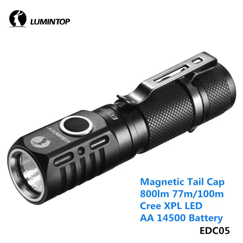 LuminTop EDC05 CREE XPL светодиодный брелок фонарик с магнитом 14500 AA мощный EDC светильник