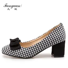 Fanyuan Women Med Chunky Heels 2018 Spring Ladies Shoes Round Toe Mix color Casual Shoes Woman Sweet Butterfly-knot Women Pumps Fanyuan Women Med Chunky Heels 2018 Spring Ladies Shoes Round Toe Mix color Casual Shoes Woman Sweet Butterfly-knot Women Pumps