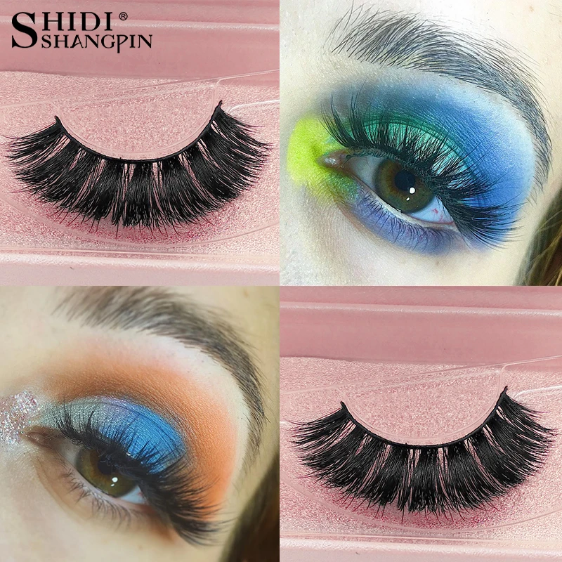 

SHIDISHANGPIN Mink Eyelashes Fake Lashes Make Up Thick 3D Mink Lashes Hand Made Strip Lashes Natural Long False Eyelashes#63