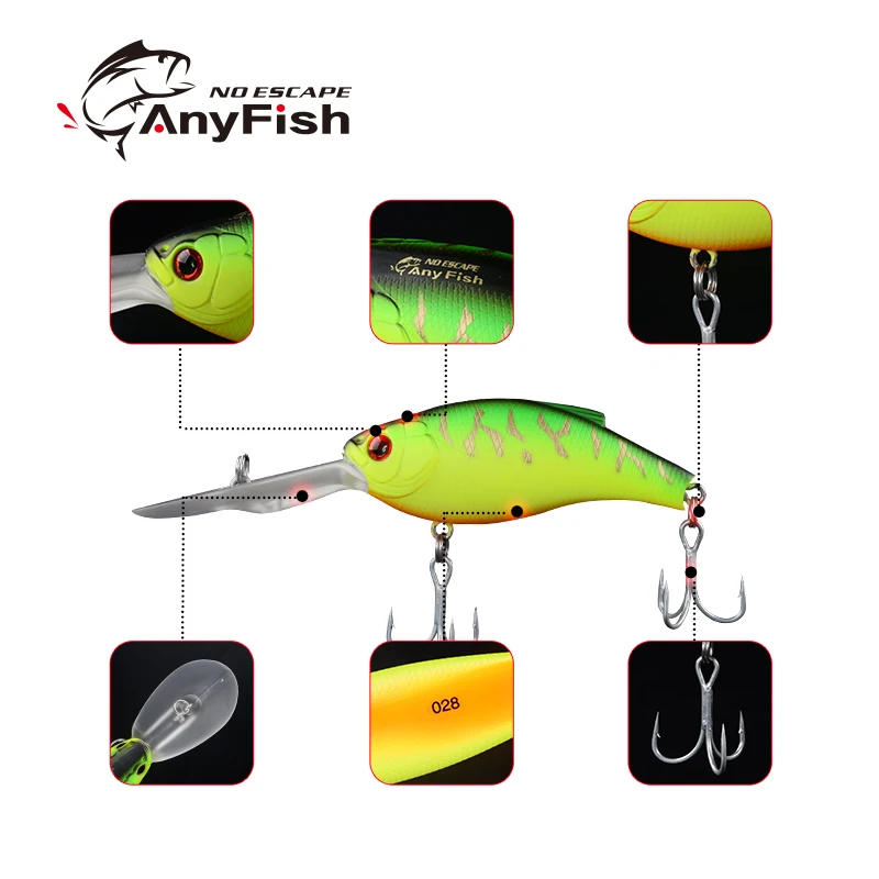 ANYFISH воблер 65SDR рыболовные приманки глубина погружения 4 м жесткие 3D глаза