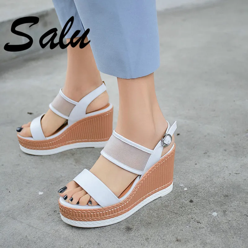 

Salu 2019 New Arrival Top Quality Genuine Leather Women Sandals Fashion Sweet Concise Casual Shoes Summer Basic Shoes Woman