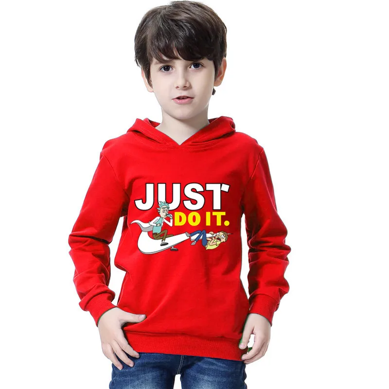 

Rick and morty Hoodies Harajuku Printed Boys hoodies Just do Printing Pullover Spring Trasher hoody Kids Girls Tracksuits