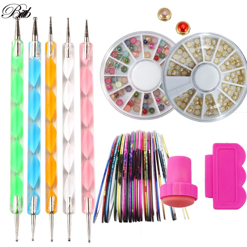 Bittb Nail Art Tool Set Dotting Pen Decal Line Sticker Rolls Manicure