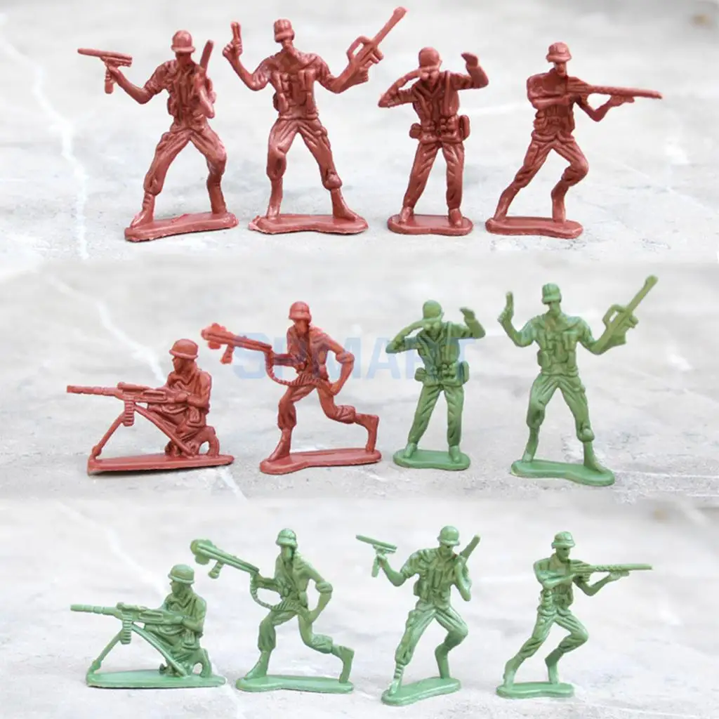 120pcs Plastic Army Playset 4cm WWII Soldier Army Men Action Figures Collectibles Gift - Army Green