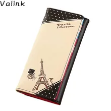 Valink, Женский кошелек с Парижской Эйфелевой башней, на застежке, для монет, дизайнерский бренд, Длинный кошелек, с отделением для карт, Bolsa, женские кошельки, Carteras Mujer