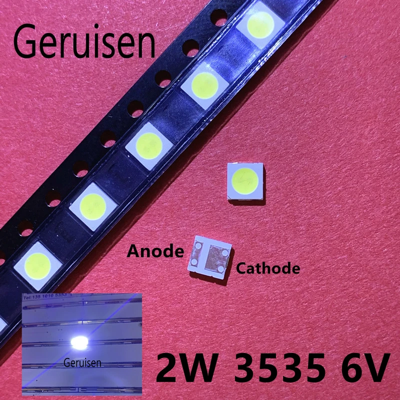 100PCS 2W 6V 3535 TV Backlight LED SMD Diodes Cool White LCD TV