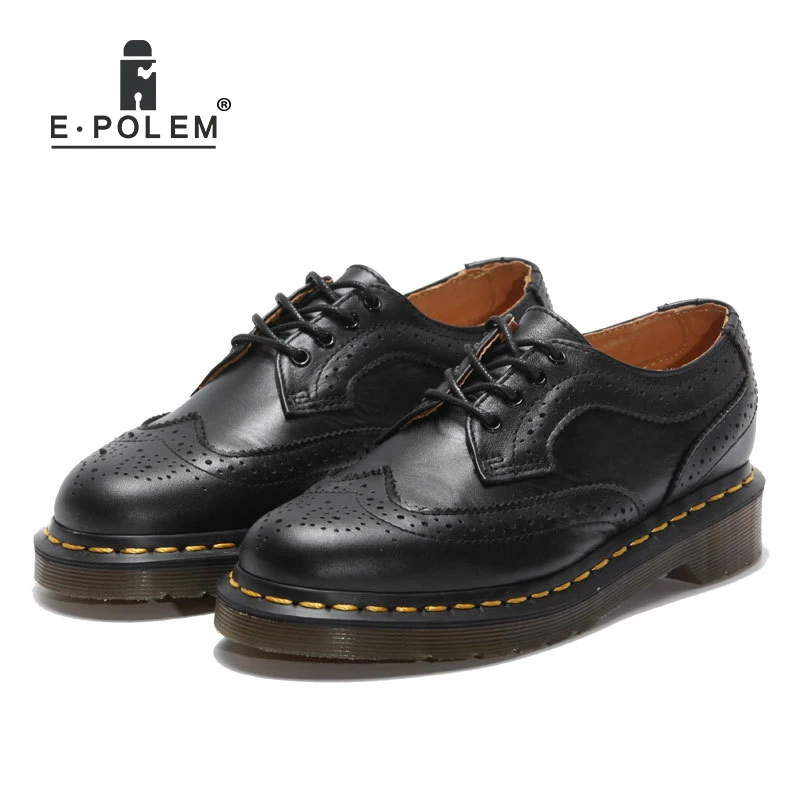 

Vintage Men's Dress Leather Shoes Unisex Retro Brown Lining Sewing Soft Black Carved Genuine Cow Leather Brogue Shoes