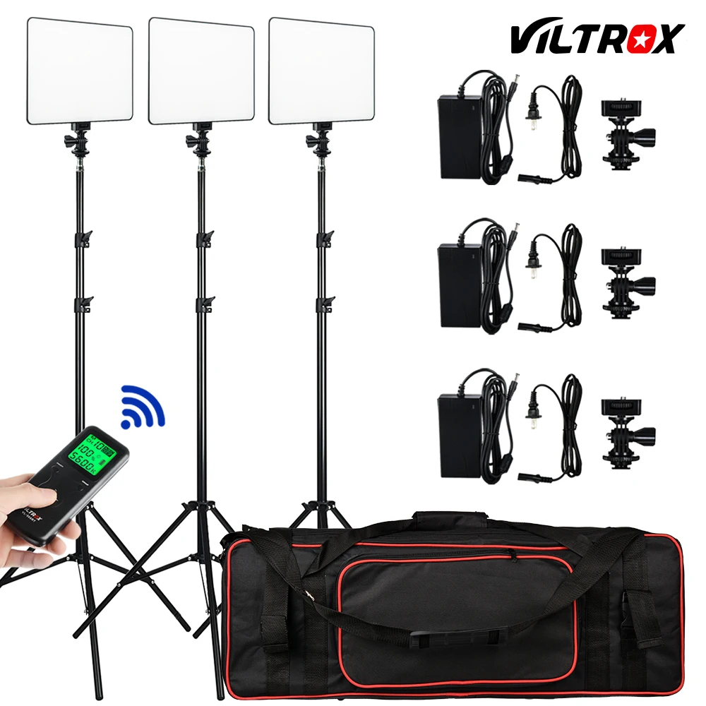 Photo-Studio-Set-3pcs-Viltrox-VL-200T-Wireless-Remote-Bi-color-LED-Studio-Video-Light-Lamp