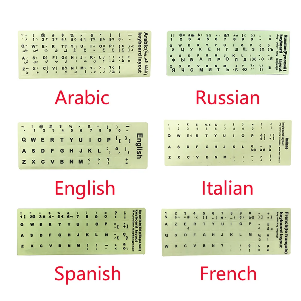 Защитная пленка прочные наклейки на клавиатуру флуоресцентные яркие для ноутбука светящиеся аксессуары крышка Дополнительный язык