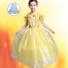 Kids Fair Girls Christmas Costumes Long Dresses Beauty and The Beast Cosplay Clothing Christmas Children Princess