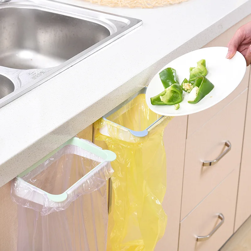 ABS Cupboard Hanging Organizer Rack Cabinet Door Garbage Bags Holder Kitch  Trash Organizer Hook Kitchen Accessories (2)
