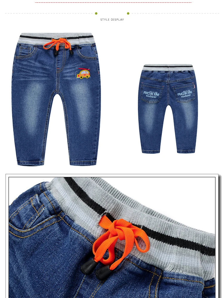 Leisure style Kids Baby boy Girls pants clothing Spongy or jeans 1 Crown 2 Car 3 Letter 4 Jeep Pattern Soft denim trousers  (5)