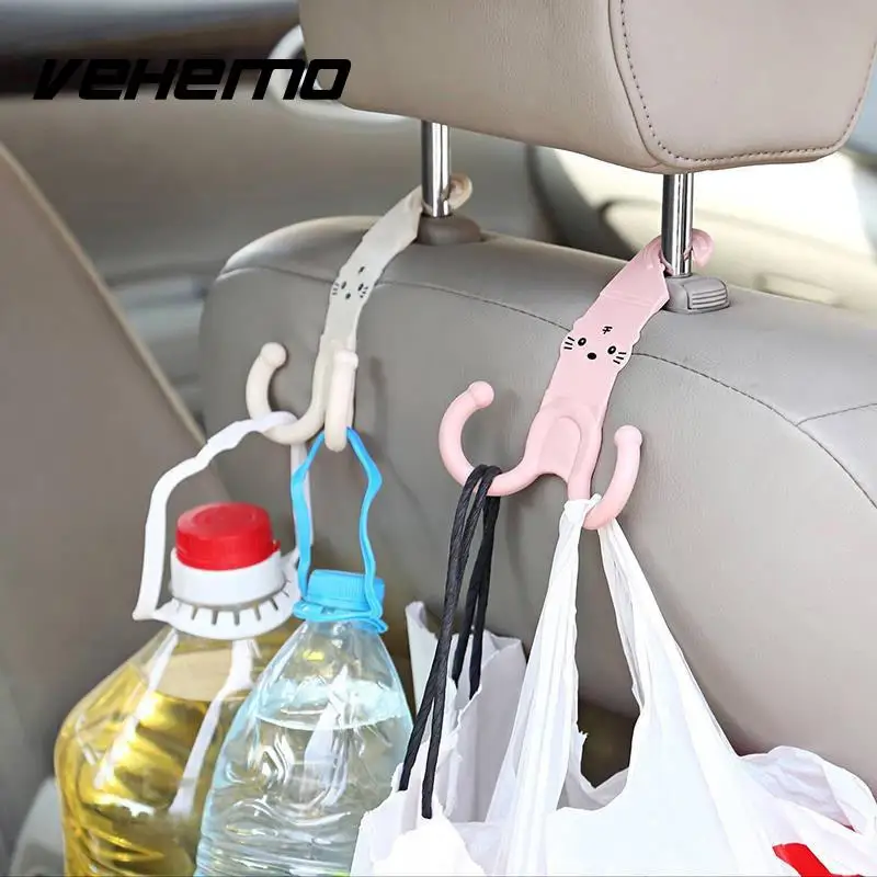 

Cute Headrest Hook Car Seat Hanger Cartoon Design Organizer Bag Parts