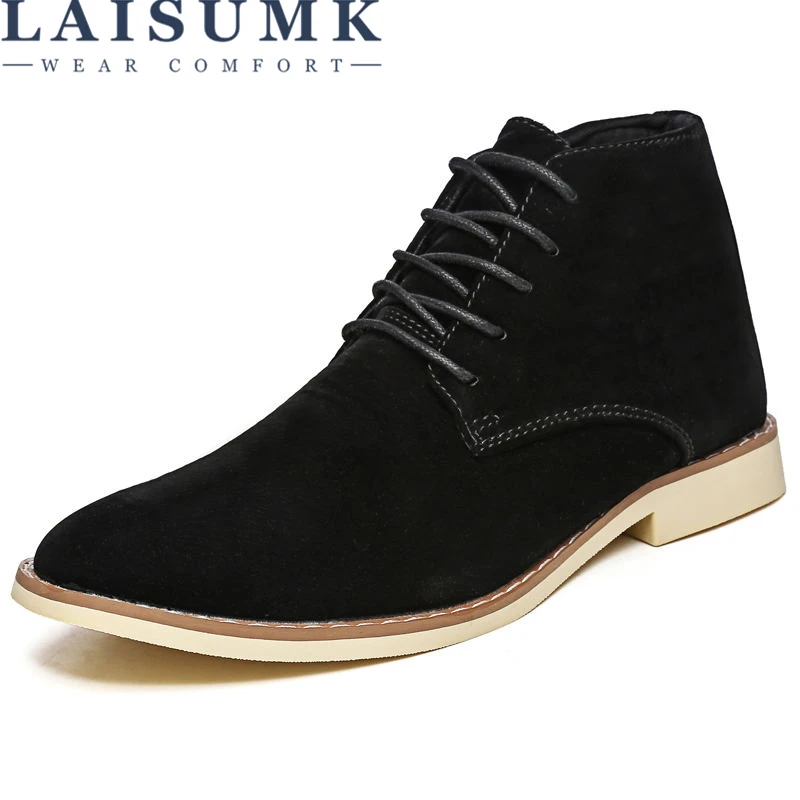 LAISUMK Men's Chelsea Boots Leather Handmade Luxury Brand Men Boots ...