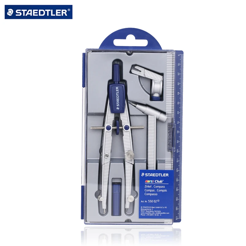 Staedtler Noris Club 550 01/02 школьный компасы с центральным колесом, свинец, универсальный адаптер черчения механический инструмент