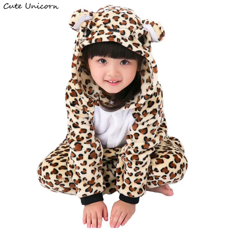 Children Clothing Leopard Bear Animal Pajamas Cosplay Costumes Unisex