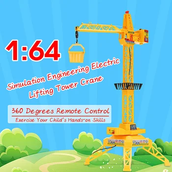 

1:64 Remote Control Crane Hobby Kid Lift Tower Crane cable Channel 4 Remote Control Engineering Toys Engineering Crane