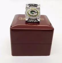 Aleación De Zinc al por mayor Super Bowl 2010 Green Bay Packers 24 K chapado en oro de Encargo Deportes Replica Anillo de Campeón Con Madera cajas