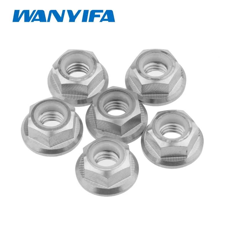 

Wanyifa M8 Titanium Ti Nylon lock Sprocket Flange Nuts MTB Bicycle Motorcycle pack of 6