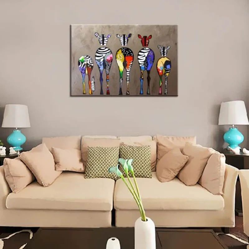 home-decor-peinture-a-l-huile-le-colorful-zebra-hd