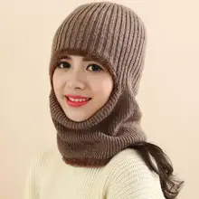 

Women ski mask snowboard mask winter skull balaclava hat female knitted bowler calotte with scarf plus velvet warm eras&necks