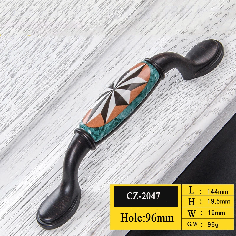 1 шт. керамические дверные ручки европейские ручки для антикварной мебели ручки и ручки для кухонного шкафа - Цвет: CZ-2047-96
