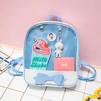

Kawaii Transparent Heart Window Lolita Student School Bag Backpack Candy Color Lovely Ita Bag Sweet Cute Girls Gift