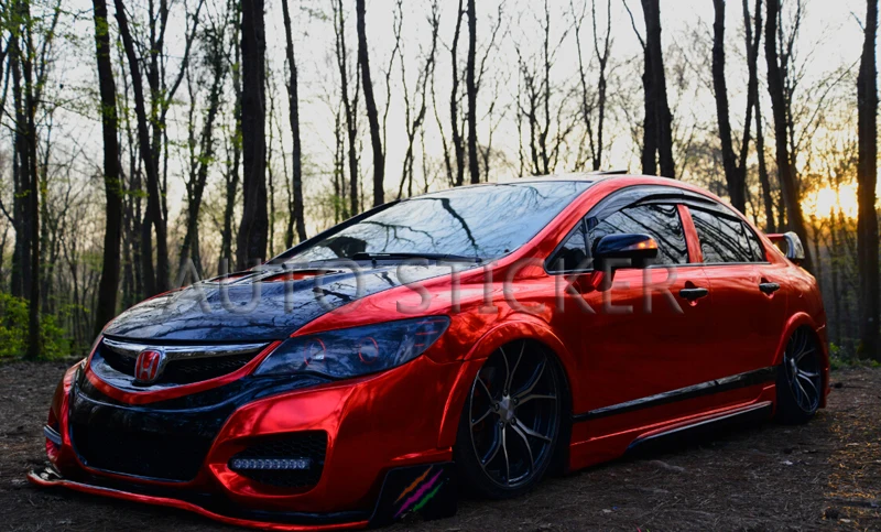 mirror chrome red car wrap 2