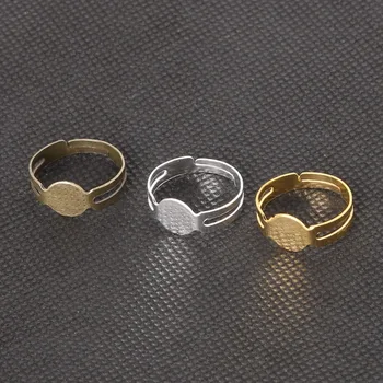 

40pcs 18mm Open Ring Circle With Pad Adjusted 18mm Flat Ring Base Gold Silver Bronze Plated For Jewelry Making DIY
