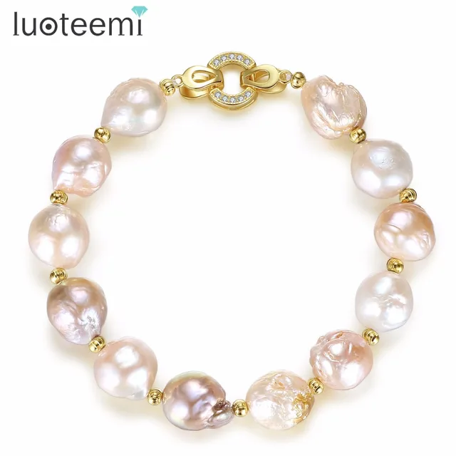 Luoteemi Trendy Charm Bracelet For Women Genuine Sterling Silver Luoteemi Trendy Charm Bracelet For Women Genuine Sterling Silver Freshwater Pearl Statement Birthday Gift Party
