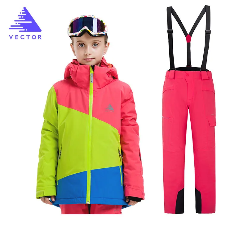 Girl Ski Suit Waterproof Windproof Hooded Jacket and Pant High Quality Kids' Winter Snow Girls Clothes Outdoor-20-30 Degree - Цвет: Girls6