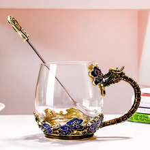 Высокое качество, креативные хрустальные узоры, эмалированная стеклянная чашка, термостойкая Подарочная посылка, чашка для воды, свадебный подарок