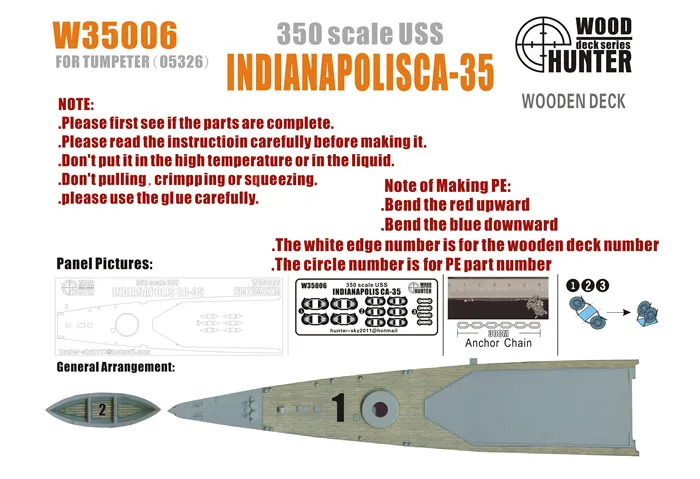 CA-35 деревянная колода Индианаполиса сборочная модель