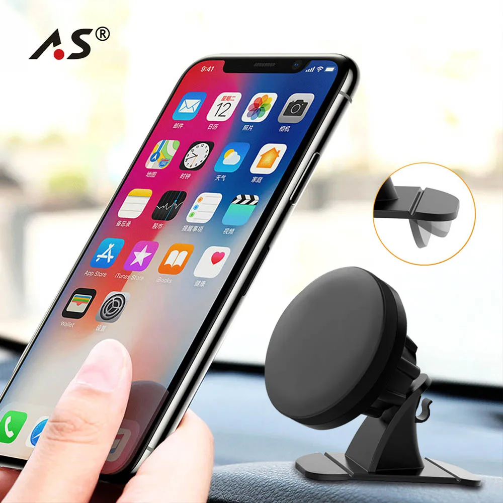 

A.S Universal Magnetic 360 Degree Rotation Phone Car Holder Magnet Mount Holder For Huawei iPhone Samsung SmartPhone GPS Stand