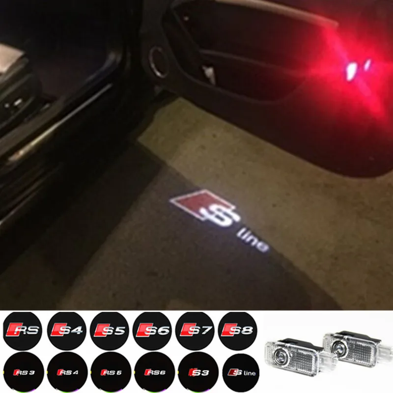 LED Door Warning Light With For audi Logo Projector For Audi A6 C5 A4 B6 B8 80 A1 A8 TT Q7 Q5 Q3 A3 A5 A7 R8 RS S line S3 S4 S5