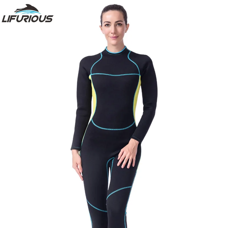LIFURIOUS 3MM Neoprene Women Diving Wetsuit Full Body Surfing Suits