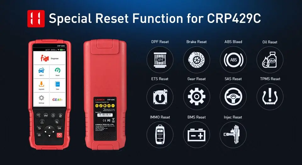 AUNCH X-431 CRP429C OBD2 ENG ABS подушка безопасности SRS на диагностический инструмент obdII считыватель кода DPF BMS EPB11 Функция сброса pk CRP129 CRP479