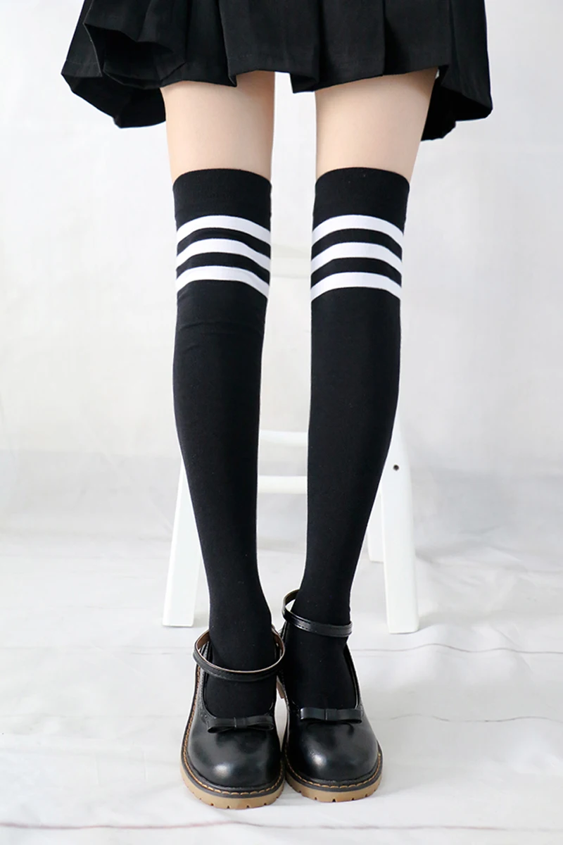 High Elasticity Girl Cotton Knee High Socks Uniform Shape Women Tube Socks