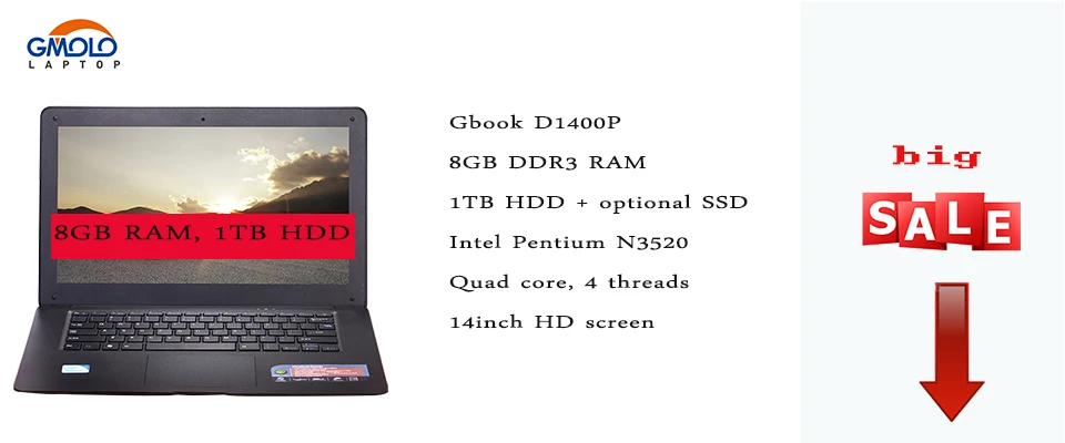 3 шт./лот с экраном 14″ процессором Intel Pentium Quad core 8 Гб Оперативная память 240 ГБ SSD+ Дополнительно 1 ТБ HDD USB 3,0 Windows ноутбук компьютер