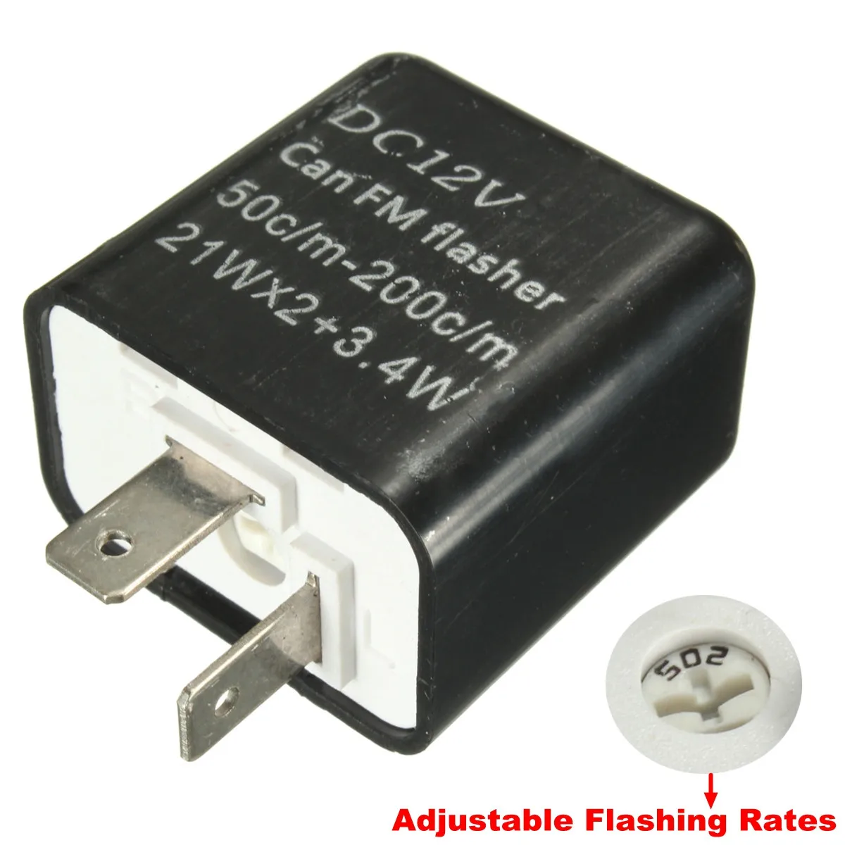 

12V 2-PIN LED Turn Signals Adjustable Relay Flasher Speed Fix Motorcycle Turn Signal Hyper Flash