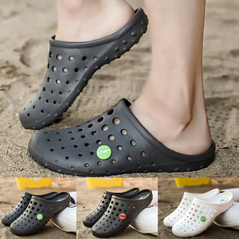 

2019 New Summer Jelly Shoes Men Beach Sandals Hollow Slippers Men Flip Flops Light Outdoor Summer casual shoes men slippers