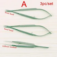 3pcs/set equipment 12cm ophthalmic microsurgical instruments Needle Holder Micro scissors Tweezers hand surgery 1